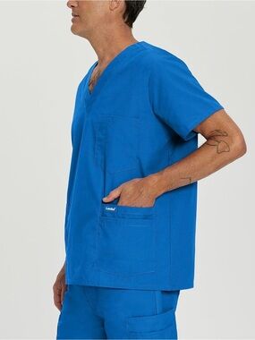 NWT Landau Essentials Men’s Royal 5 Pocket Medical Scrub Top Small 7489 BEP